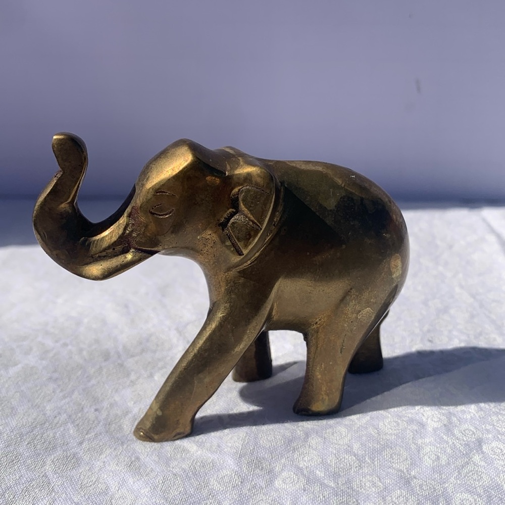 Brass Miniature 2" Elephant Upraised Trunk Free Shipping